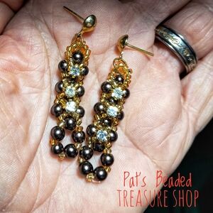 Elegant Gold and Black Beaded Earrings
